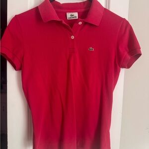 Lacoste Bright Red Polo with Embroidered Crocodile
